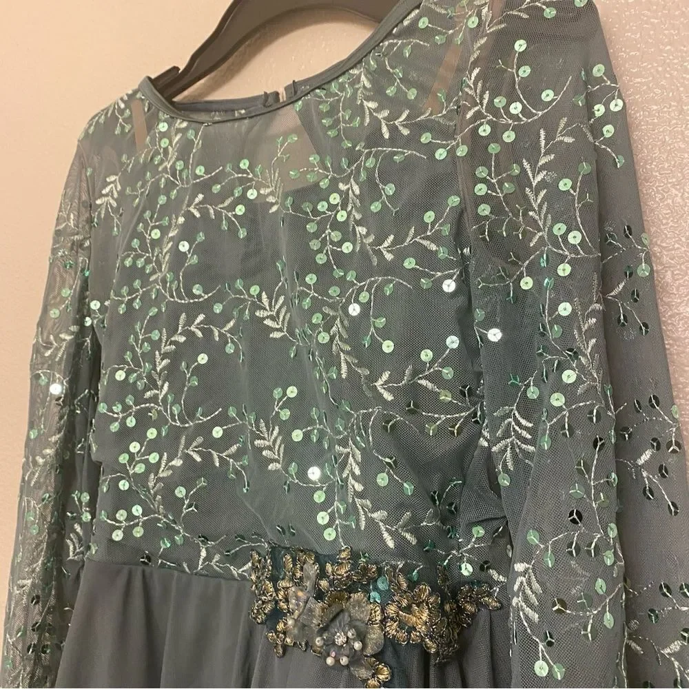 Weissman Dance Costume sage green sequin appliqué Saint Honesty 13413 adult SA